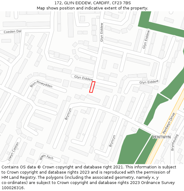 172, GLYN EIDDEW, CARDIFF, CF23 7BS: Location map and indicative extent of plot