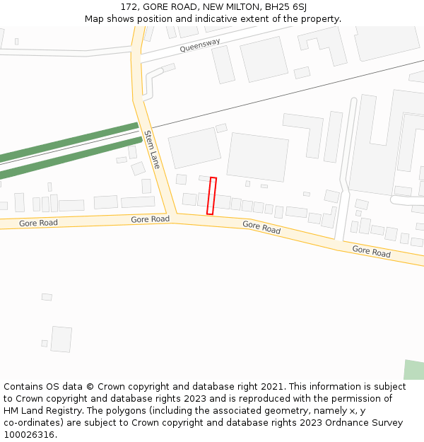 172, GORE ROAD, NEW MILTON, BH25 6SJ: Location map and indicative extent of plot