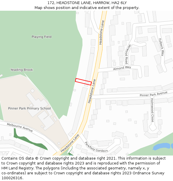 172, HEADSTONE LANE, HARROW, HA2 6LY: Location map and indicative extent of plot