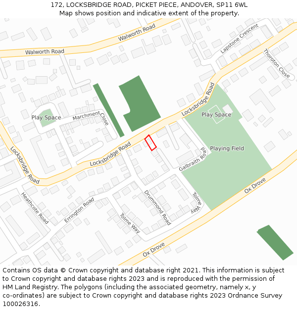 172, LOCKSBRIDGE ROAD, PICKET PIECE, ANDOVER, SP11 6WL: Location map and indicative extent of plot