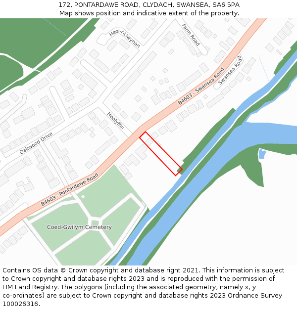 172, PONTARDAWE ROAD, CLYDACH, SWANSEA, SA6 5PA: Location map and indicative extent of plot