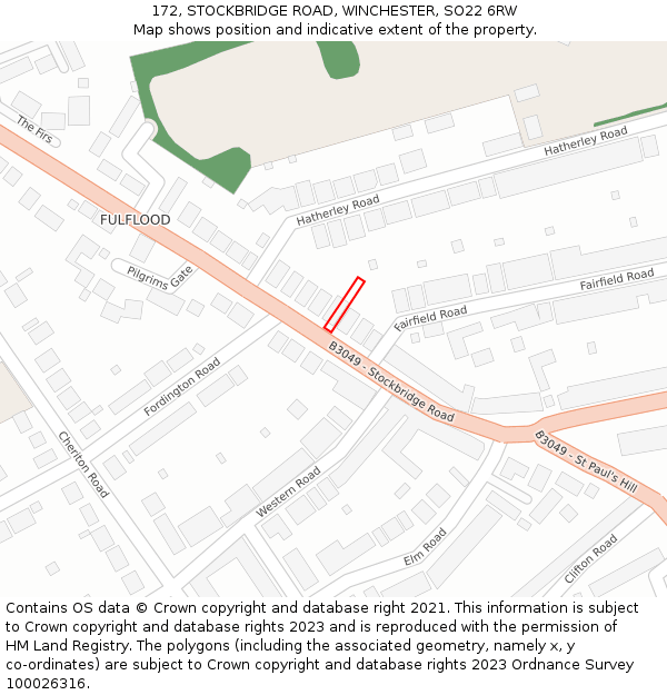 172, STOCKBRIDGE ROAD, WINCHESTER, SO22 6RW: Location map and indicative extent of plot