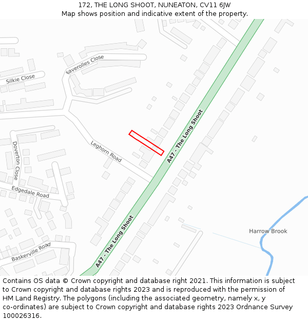 172, THE LONG SHOOT, NUNEATON, CV11 6JW: Location map and indicative extent of plot