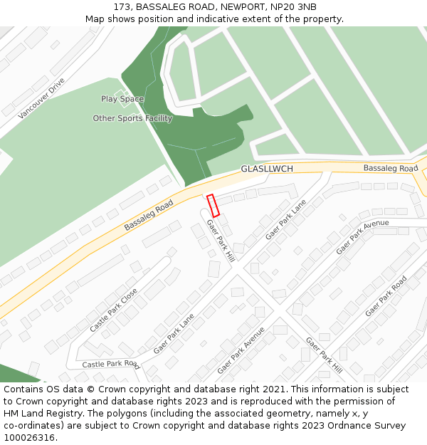 173, BASSALEG ROAD, NEWPORT, NP20 3NB: Location map and indicative extent of plot