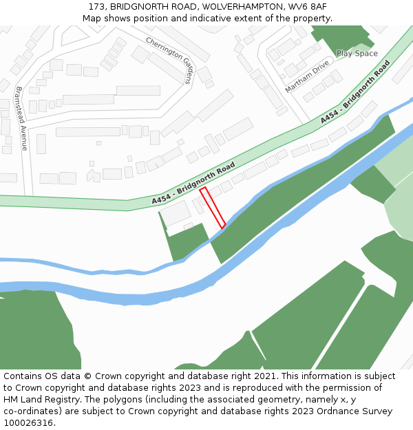 173, BRIDGNORTH ROAD, WOLVERHAMPTON, WV6 8AF: Location map and indicative extent of plot