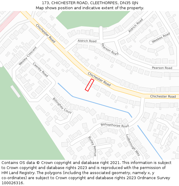 173, CHICHESTER ROAD, CLEETHORPES, DN35 0JN: Location map and indicative extent of plot