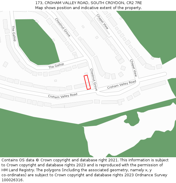 173, CROHAM VALLEY ROAD, SOUTH CROYDON, CR2 7RE: Location map and indicative extent of plot