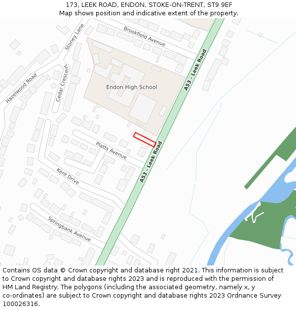 173, LEEK ROAD, ENDON, STOKE-ON-TRENT, ST9 9EF: Location map and indicative extent of plot