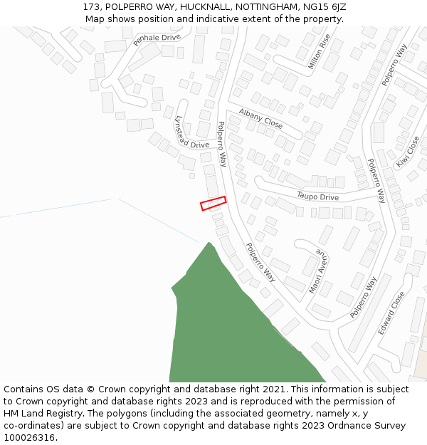 173, POLPERRO WAY, HUCKNALL, NOTTINGHAM, NG15 6JZ: Location map and indicative extent of plot
