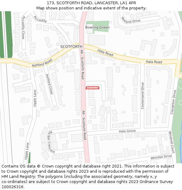 173, SCOTFORTH ROAD, LANCASTER, LA1 4PR: Location map and indicative extent of plot