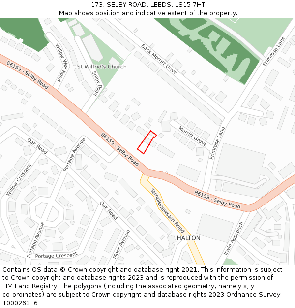 173, SELBY ROAD, LEEDS, LS15 7HT: Location map and indicative extent of plot