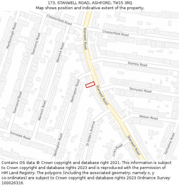 173, STANWELL ROAD, ASHFORD, TW15 3RQ: Location map and indicative extent of plot