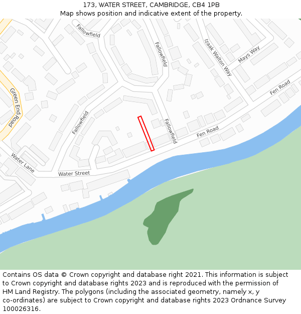 173, WATER STREET, CAMBRIDGE, CB4 1PB: Location map and indicative extent of plot