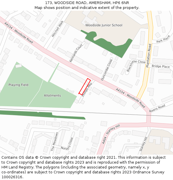 173, WOODSIDE ROAD, AMERSHAM, HP6 6NR: Location map and indicative extent of plot