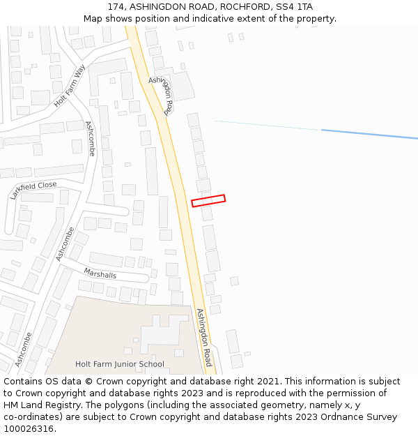 174, ASHINGDON ROAD, ROCHFORD, SS4 1TA: Location map and indicative extent of plot