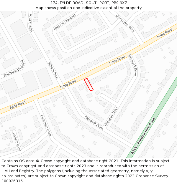 174, FYLDE ROAD, SOUTHPORT, PR9 9XZ: Location map and indicative extent of plot