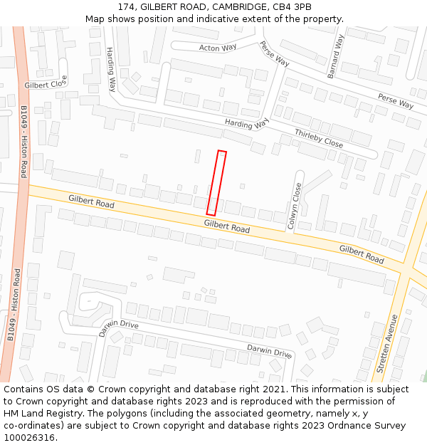 174, GILBERT ROAD, CAMBRIDGE, CB4 3PB: Location map and indicative extent of plot