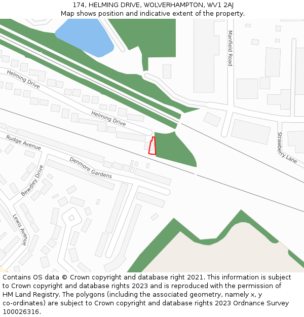 174, HELMING DRIVE, WOLVERHAMPTON, WV1 2AJ: Location map and indicative extent of plot