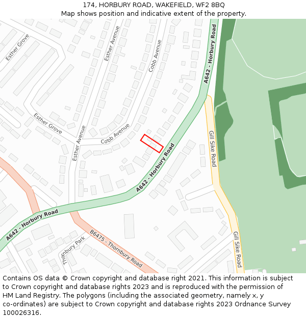 174, HORBURY ROAD, WAKEFIELD, WF2 8BQ: Location map and indicative extent of plot