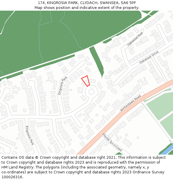 174, KINGROSIA PARK, CLYDACH, SWANSEA, SA6 5PF: Location map and indicative extent of plot