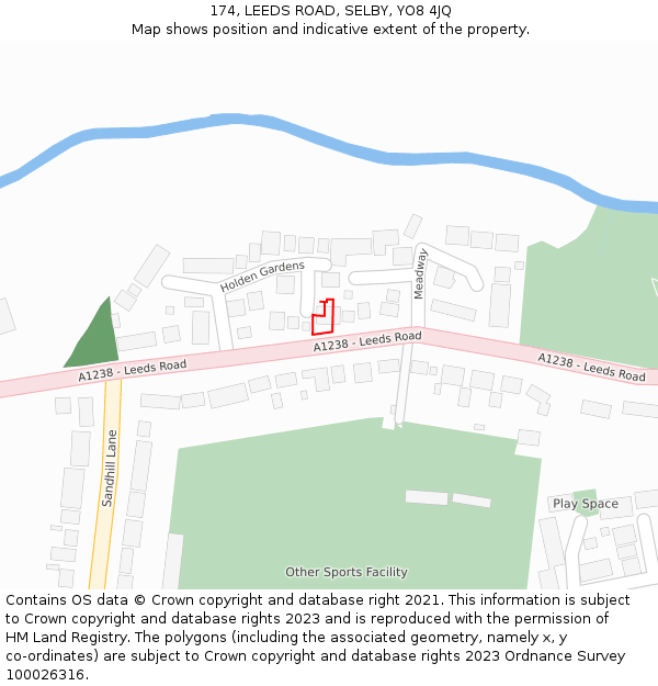 174, LEEDS ROAD, SELBY, YO8 4JQ: Location map and indicative extent of plot