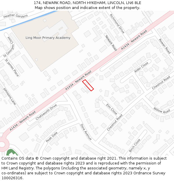 174, NEWARK ROAD, NORTH HYKEHAM, LINCOLN, LN6 8LE: Location map and indicative extent of plot