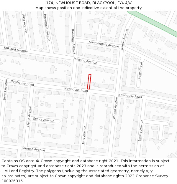 174, NEWHOUSE ROAD, BLACKPOOL, FY4 4JW: Location map and indicative extent of plot