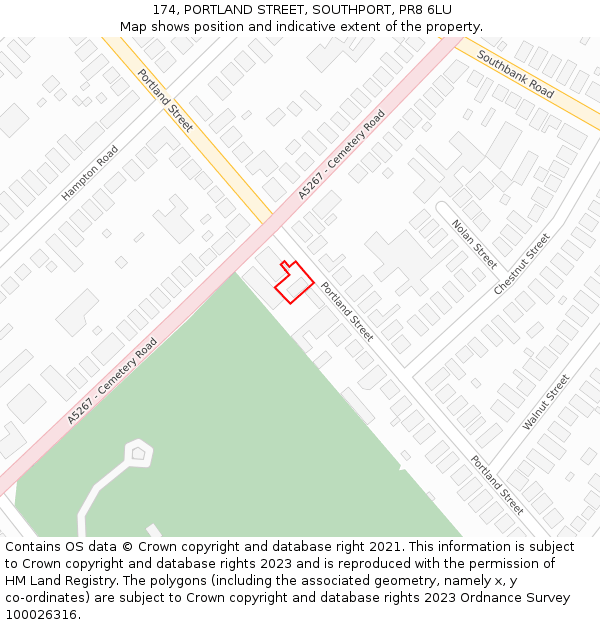 174, PORTLAND STREET, SOUTHPORT, PR8 6LU: Location map and indicative extent of plot