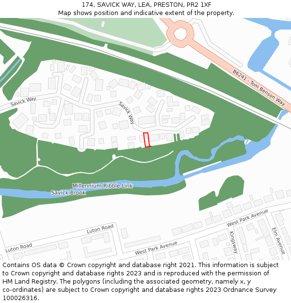 174, SAVICK WAY, LEA, PRESTON, PR2 1XF: Location map and indicative extent of plot