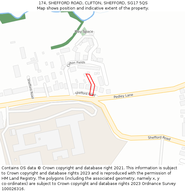 174, SHEFFORD ROAD, CLIFTON, SHEFFORD, SG17 5QS: Location map and indicative extent of plot