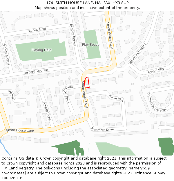 174, SMITH HOUSE LANE, HALIFAX, HX3 8UP: Location map and indicative extent of plot