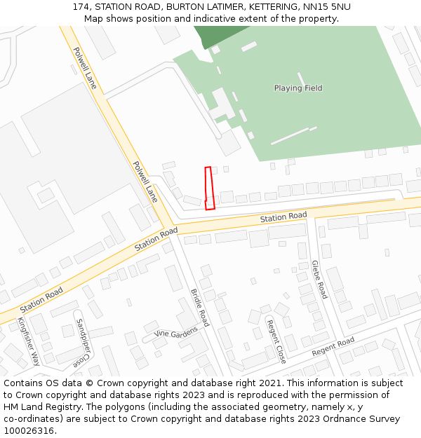 174, STATION ROAD, BURTON LATIMER, KETTERING, NN15 5NU: Location map and indicative extent of plot