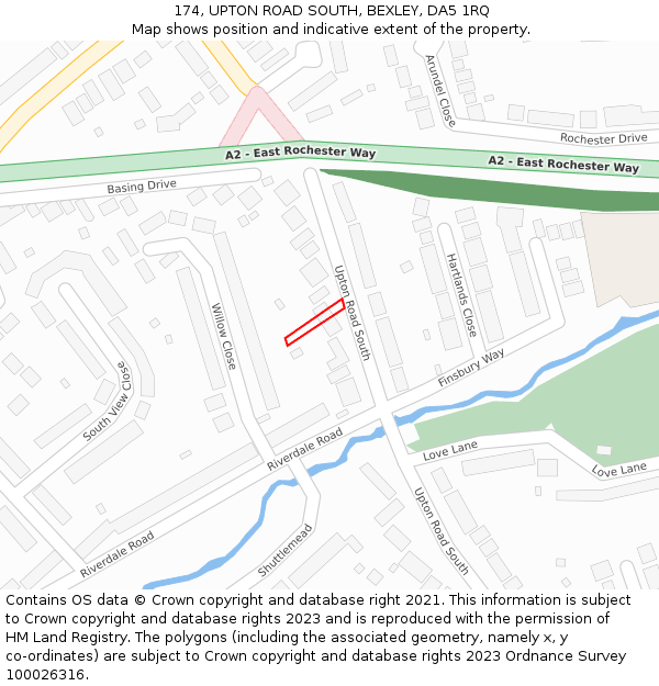 174, UPTON ROAD SOUTH, BEXLEY, DA5 1RQ: Location map and indicative extent of plot