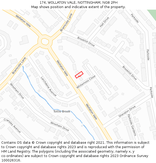 174, WOLLATON VALE, NOTTINGHAM, NG8 2PH: Location map and indicative extent of plot
