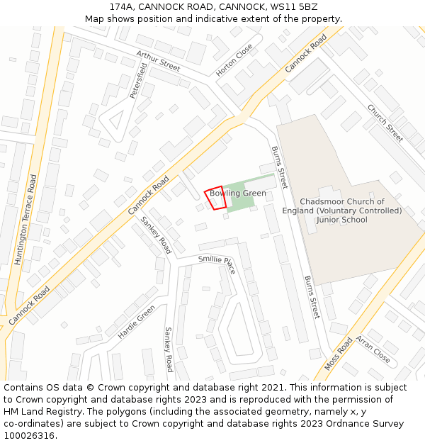 174A, CANNOCK ROAD, CANNOCK, WS11 5BZ: Location map and indicative extent of plot