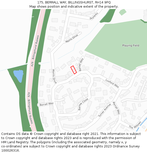 175, BERRALL WAY, BILLINGSHURST, RH14 9PQ: Location map and indicative extent of plot