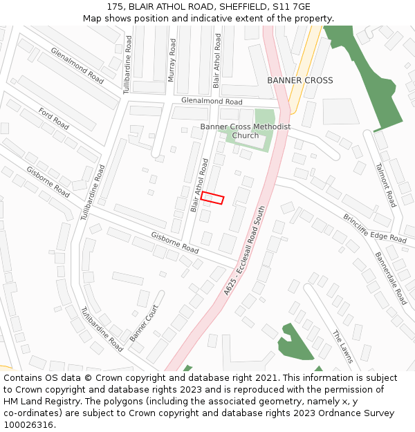 175, BLAIR ATHOL ROAD, SHEFFIELD, S11 7GE: Location map and indicative extent of plot