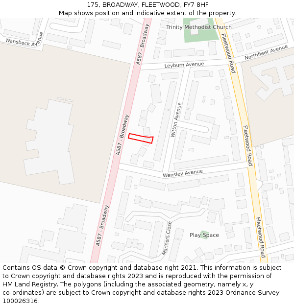 175, BROADWAY, FLEETWOOD, FY7 8HF: Location map and indicative extent of plot