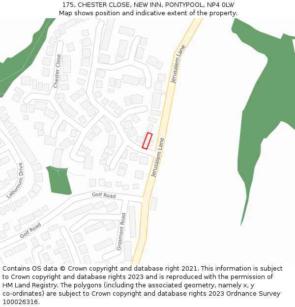 175, CHESTER CLOSE, NEW INN, PONTYPOOL, NP4 0LW: Location map and indicative extent of plot