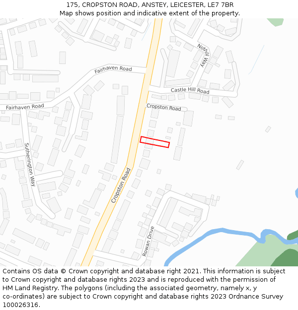 175, CROPSTON ROAD, ANSTEY, LEICESTER, LE7 7BR: Location map and indicative extent of plot