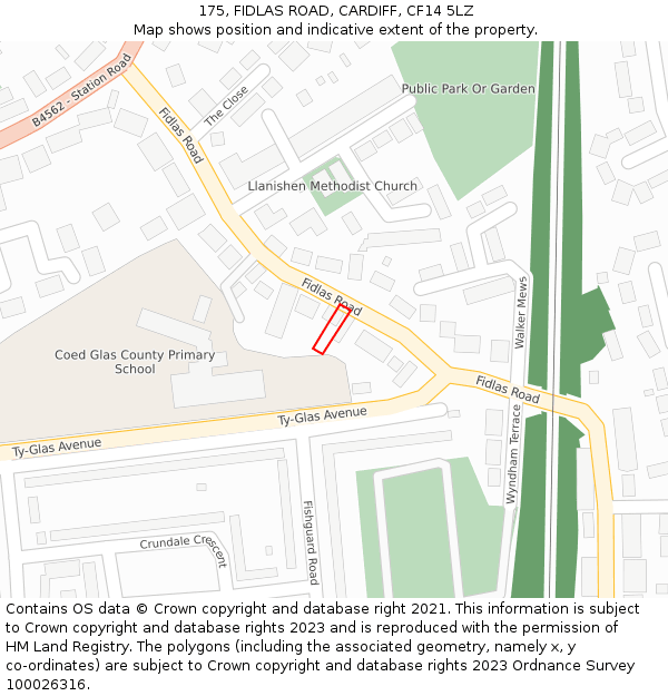 175, FIDLAS ROAD, CARDIFF, CF14 5LZ: Location map and indicative extent of plot