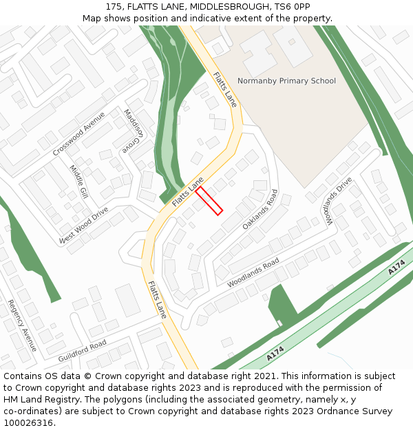 175, FLATTS LANE, MIDDLESBROUGH, TS6 0PP: Location map and indicative extent of plot