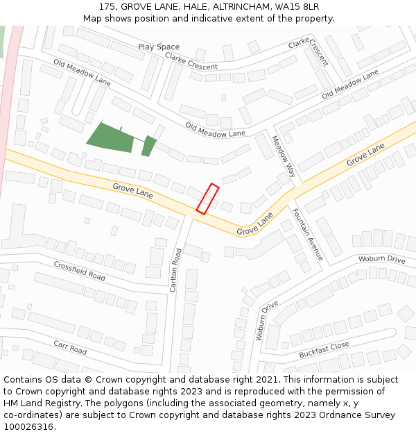 175, GROVE LANE, HALE, ALTRINCHAM, WA15 8LR: Location map and indicative extent of plot