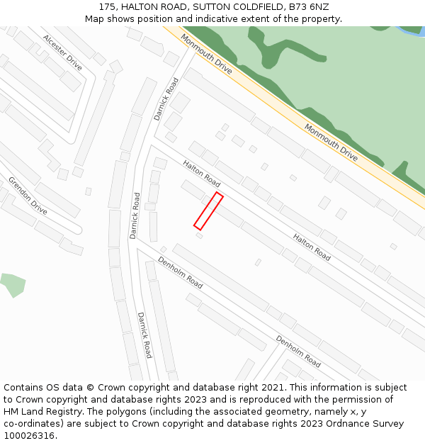 175, HALTON ROAD, SUTTON COLDFIELD, B73 6NZ: Location map and indicative extent of plot