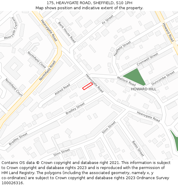 175, HEAVYGATE ROAD, SHEFFIELD, S10 1PH: Location map and indicative extent of plot