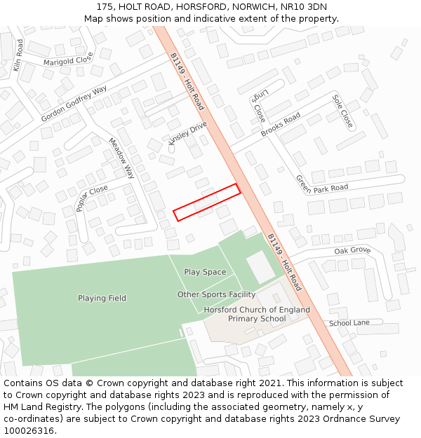 175, HOLT ROAD, HORSFORD, NORWICH, NR10 3DN: Location map and indicative extent of plot