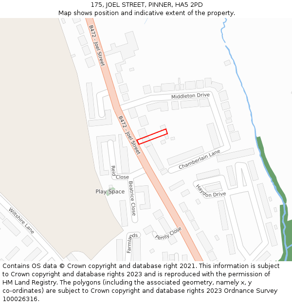 175, JOEL STREET, PINNER, HA5 2PD: Location map and indicative extent of plot