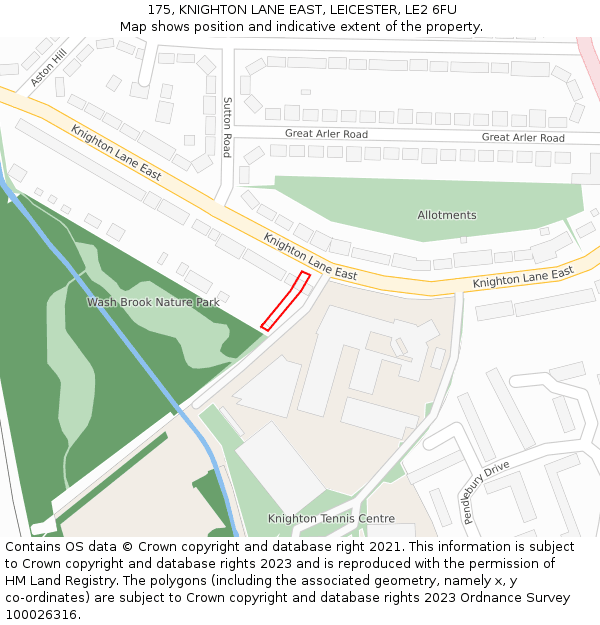 175, KNIGHTON LANE EAST, LEICESTER, LE2 6FU: Location map and indicative extent of plot