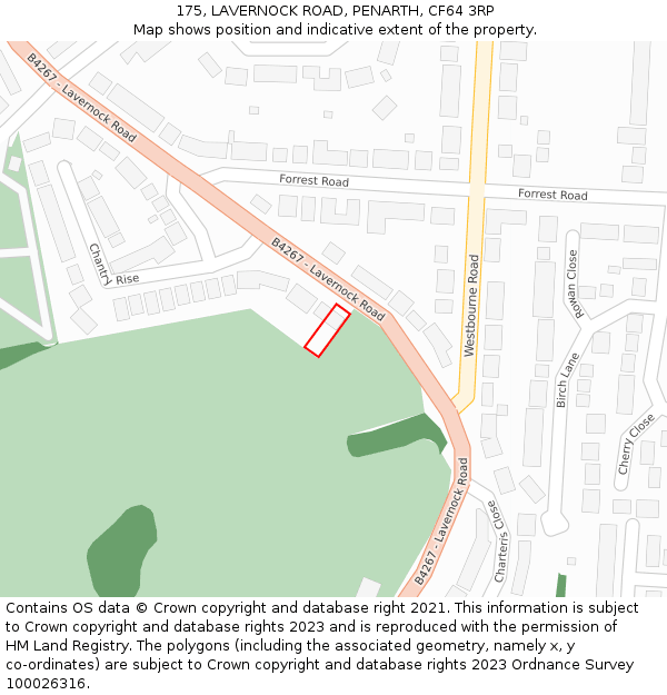 175, LAVERNOCK ROAD, PENARTH, CF64 3RP: Location map and indicative extent of plot