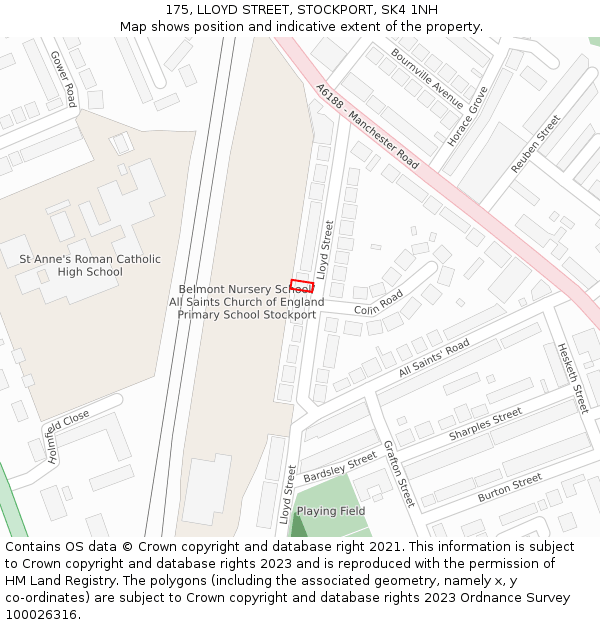 175, LLOYD STREET, STOCKPORT, SK4 1NH: Location map and indicative extent of plot